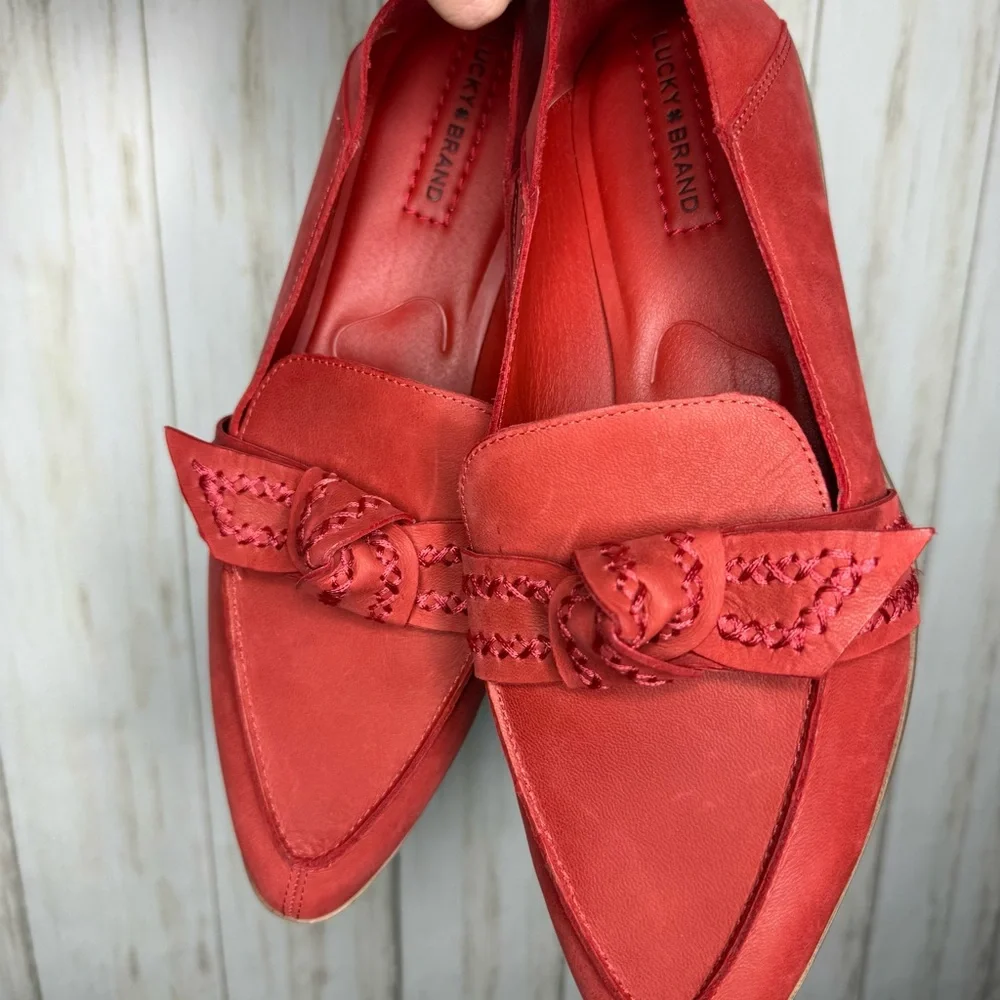 Lucky Brand Leather Red Loafers 10 - Picture 6 of 8